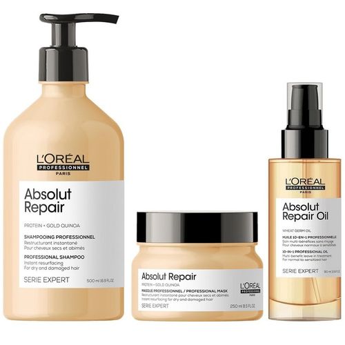 Shampoo 500ml + Mascarilla + Sérum LOreal Absolut Repair