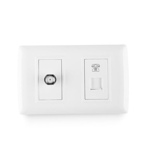 Toma Telefónica + Coaxial Blanco Basic
