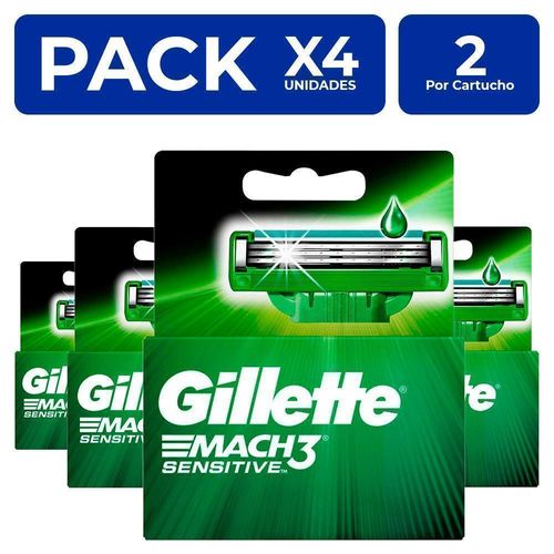 Cartuchos Gillette Mach3 Sensitve 2 unidades PackX4