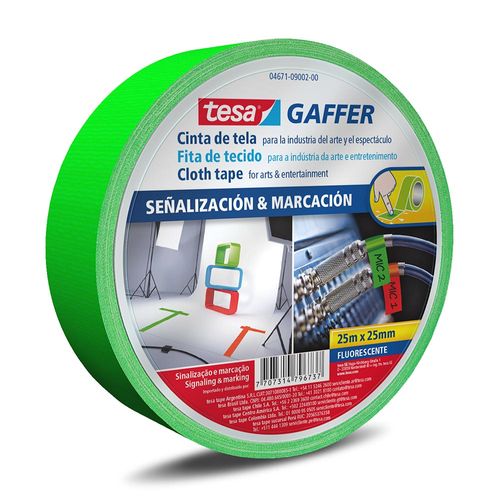 Cinta gaffer fluorescente 04671 25mmx25m Verde