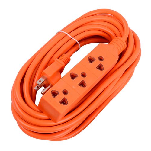 Extensión 3 tomas tierra 3x18awg 7m Naranja