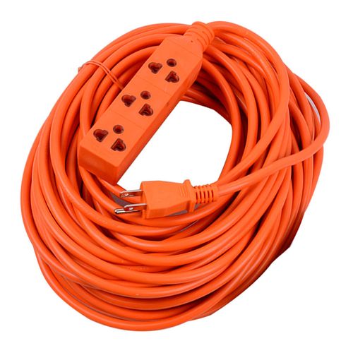 Extensión 3 tomas tierra 3x16awg 30m Naranja