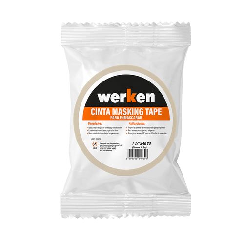 Cinta Masking Tape Multiuso 1 ½" x 40yd (36mm x 36m) Werken