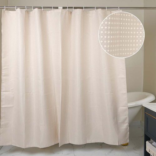Cortina de Baño con Aros Naranja 180x180cm Poly Perla Beige