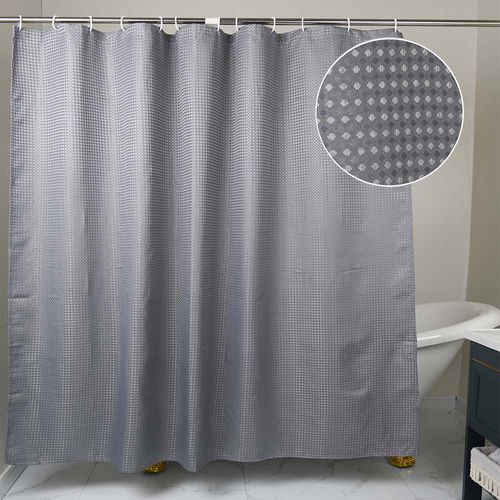Cortina de Baño con Aros Naranja 180x180cm Poly Perla Gris