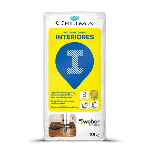 Pegamento en Polvo para Interiores Gris 25 kg Celima Weber