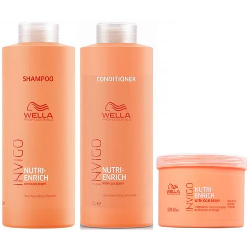 Shampoo 1000ml + Acondicionador + Mascarilla Wella Invigo Nutri Enrich