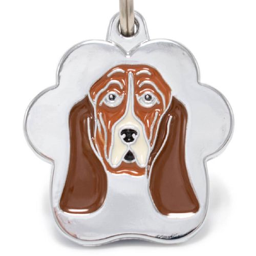 Placa de Identificación para perros Basset Hound rainbow