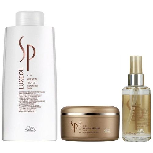 Shampoo Aceite Argán + Mascarilla 150ml +Elixir Wella Luxe Oil Keratin