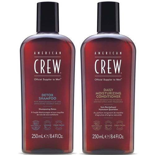 Shampoo Exfoliante Detox 250ml + Acondicionador American Crew Men