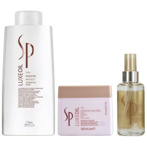 Shampoo con Aceite Argán 1000ml + Mascarilla + Elixir Wella Luxe Oil Keratin