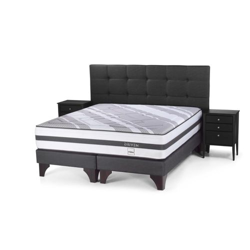 Set Cama Europea Driven Issey Grafito Queen + 2 Almohadas Memory Max