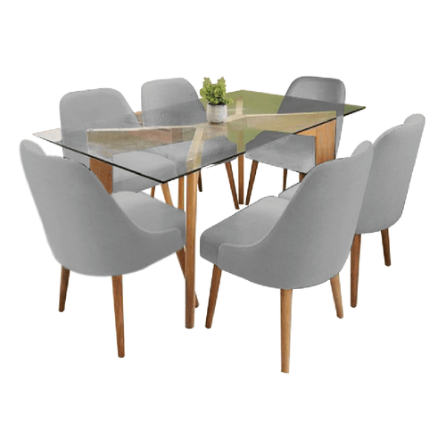 Juego de Comedor 6 Sillas Jacy Gris