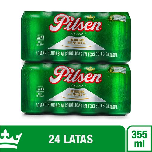 Pack Cerveza PILSEN 12 Pack Lata 355ml x 2un