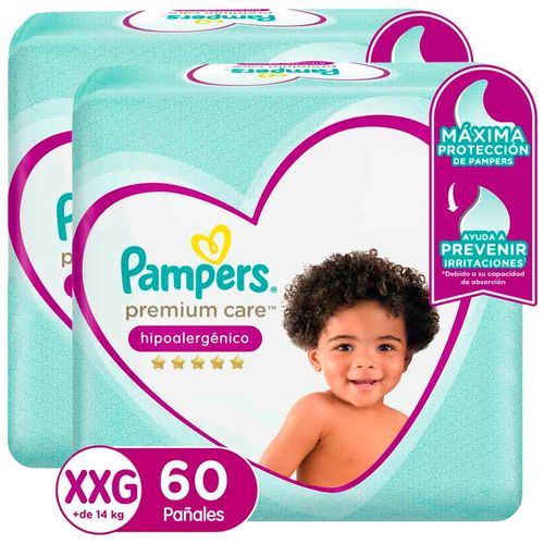 Pack Pañales para bebé PAMPERS  Premium Care Talla XXG Paquete 120un