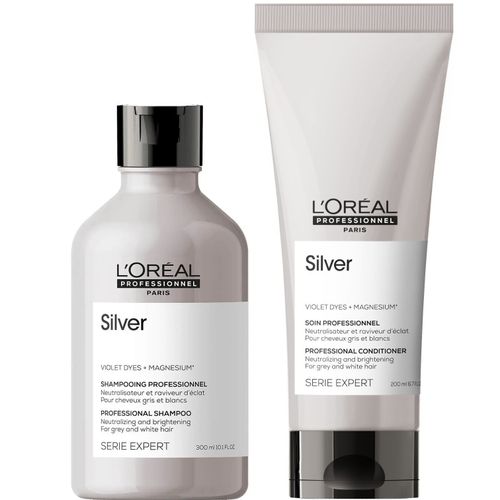 Shampoo para Cabello Gris o Canas 300ml +Acondicionador LOreal Silver