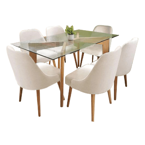 Juego de Comedor 6 Sillas Jacy Crema