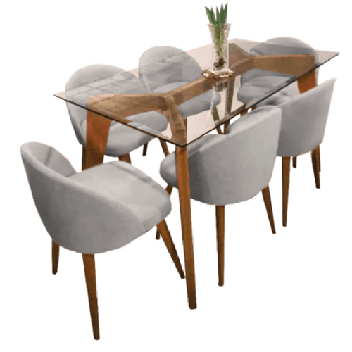 Juego de Comedor 6 Sillas Maya Gris Claro