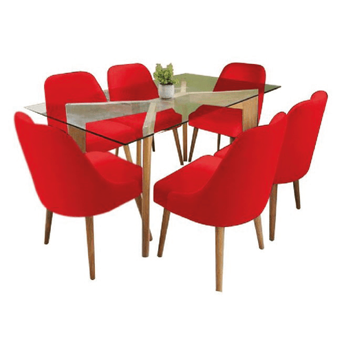 Juego de Comedor 6 Sillas Jacy Rojo