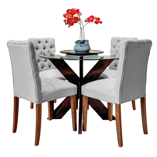 Juego de Comedor 4 Sillas Zoe Gris Claro