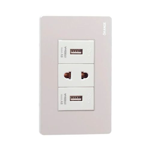 Tomacorriente Universal + 2 Tomas USB Blanco Deco