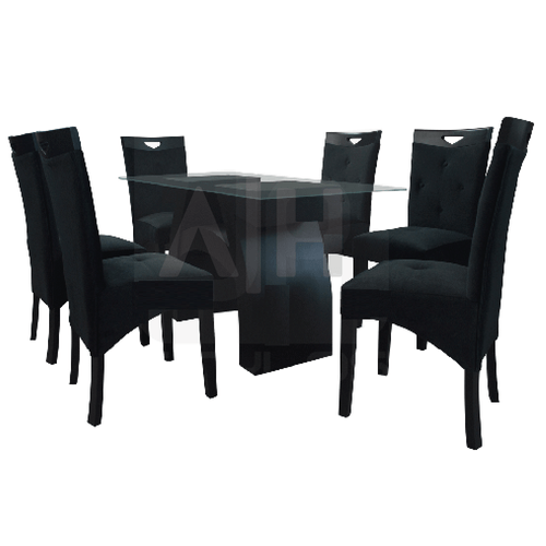 Juego de Comedor 6 Sillas Alto Hogar Josephine Negro