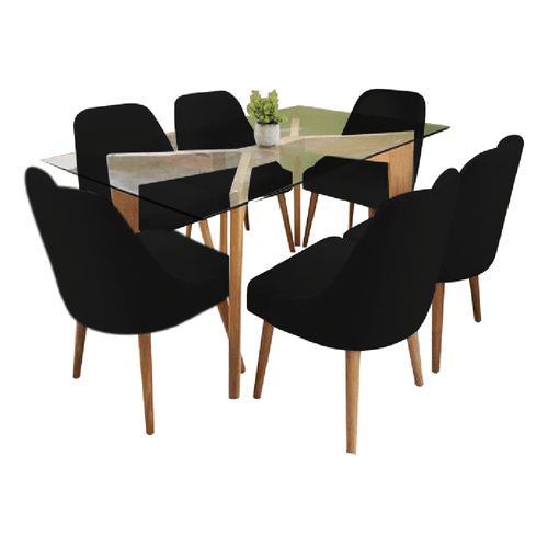 Juego de Comedor 6 Sillas Jacy Negro