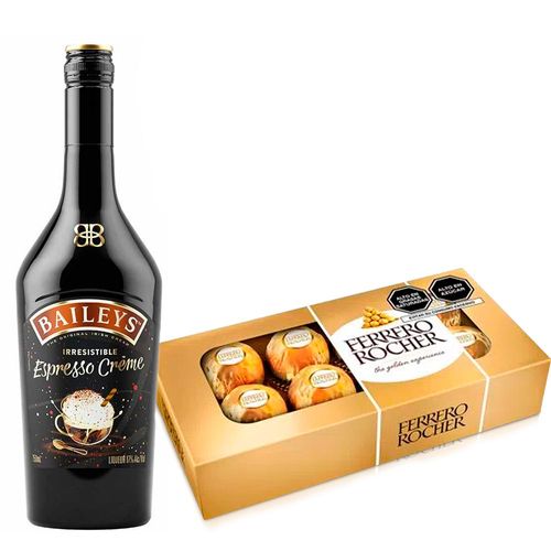 Pack Licor de Crema BAILEYS Espresso Creme Botella 750ml + Bombones FERRERO ROCHER Caja 100g