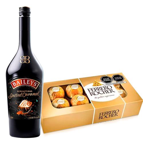 Pack Licor de Crema BAILEYS Salted Caramel Botella 750ml + Bombones FERRERO ROCHER Caja 100g