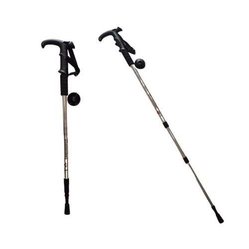 BASTÓN TREKKING ANTISHOCK MANGO T O L C/ ROSETA VIAJE MONTAÑAS PLATEADO