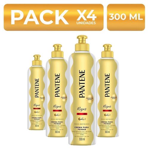 Crema para peinar Pantene Rizos Definidos 300ml PackX4