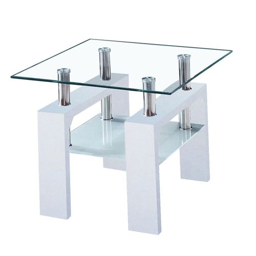 Mesa de Lado Vidrio con Patas Blanco