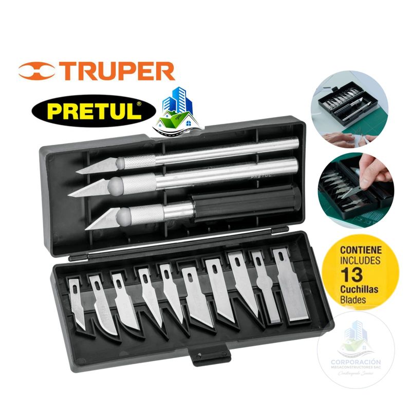 Juego-Cutter-precision-Cuchilla-Exacto-Tipo-Bisturi-Hobby-Pretul-