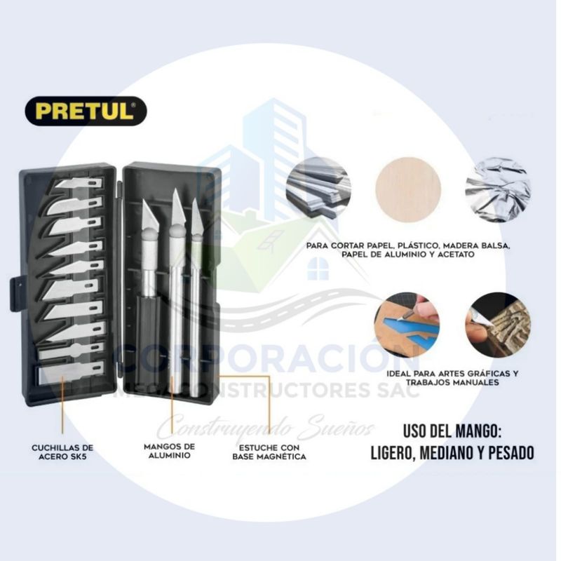 Juego-Cutter-precision-Cuchilla-Exacto-Tipo-Bisturi-Hobby-Pretul-