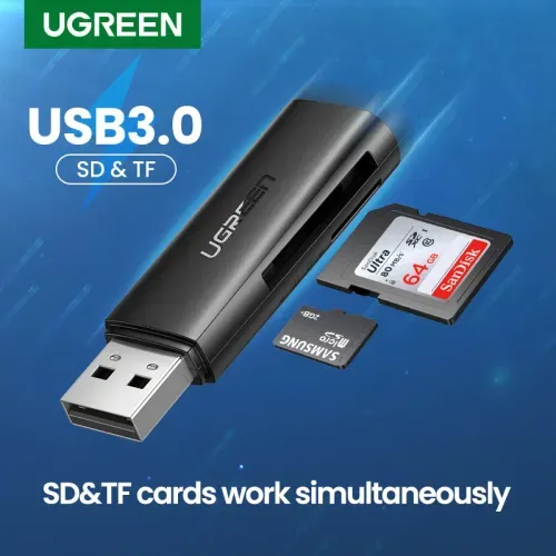 UGREEN-Lector de tarjetas SD, lector de tarjetas inteligente USB 3,0 a SD, adaptador de tarjeta de m