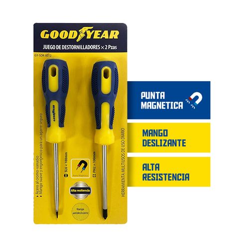 Juego de Destornilladores Goodyear GY-SDK-8012 Magneticos 2 Piezas