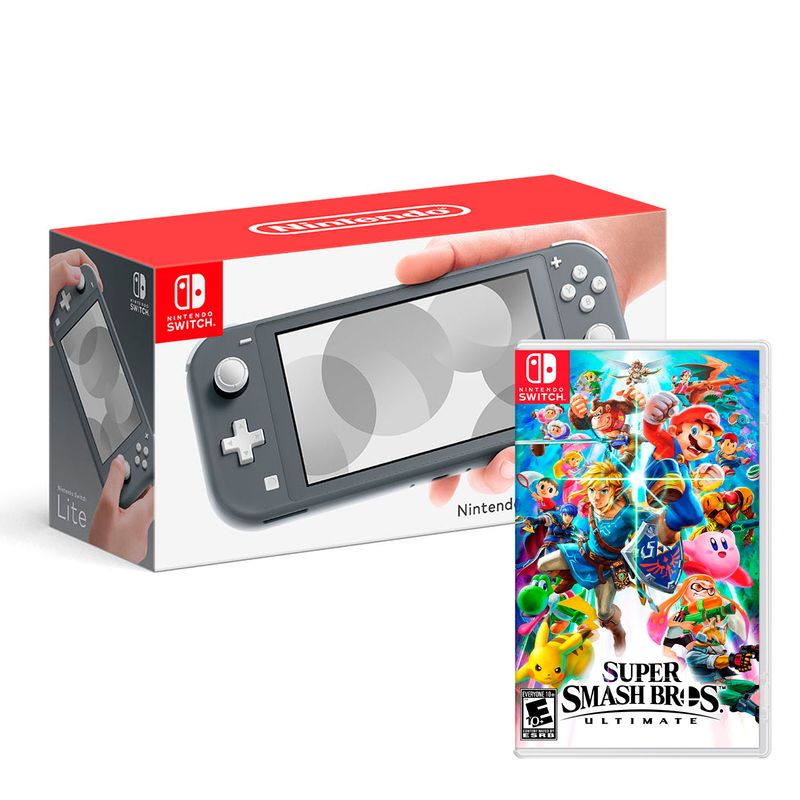 Consola-Nintendo-Switch-Lite-Gris---Super-Smash-Bros-Ultimate