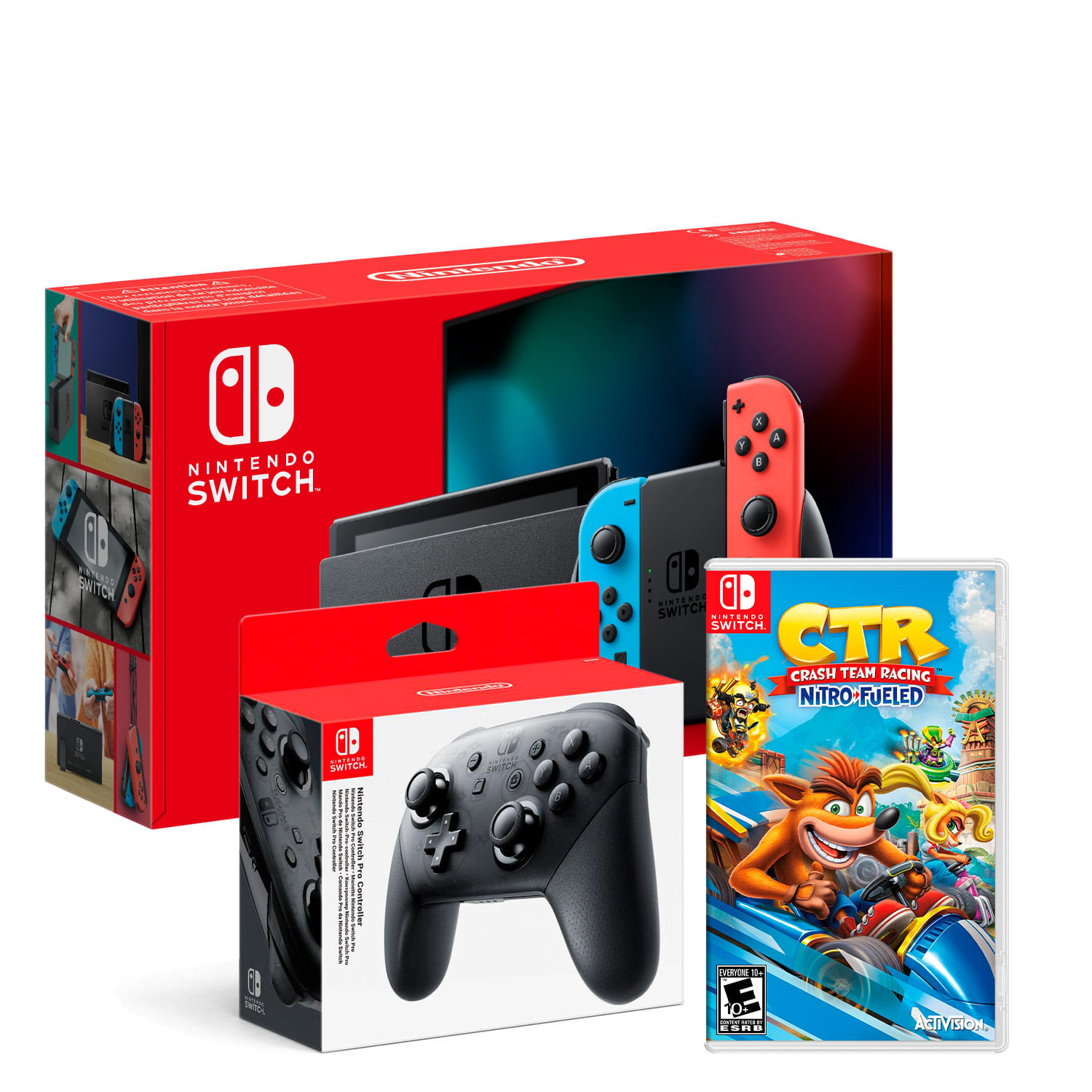 Consola Nintendo Switch Neon 2019 + Mando Pro Mando + Crash Team Racing