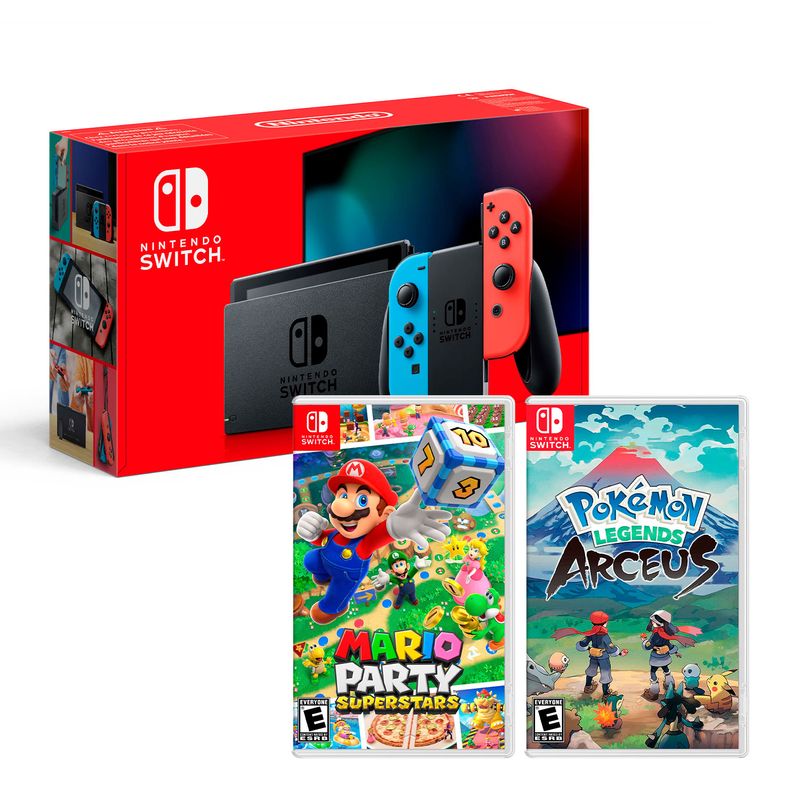 Consola-Nintendo-Switch-Neon-2019---Mario-Party-Superstar---Pokemon-Legends-Arceus