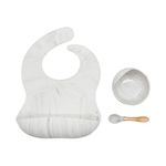 Set-de-babero-con-bolsillo---bowl-de-silicona---Blanco-Marmol