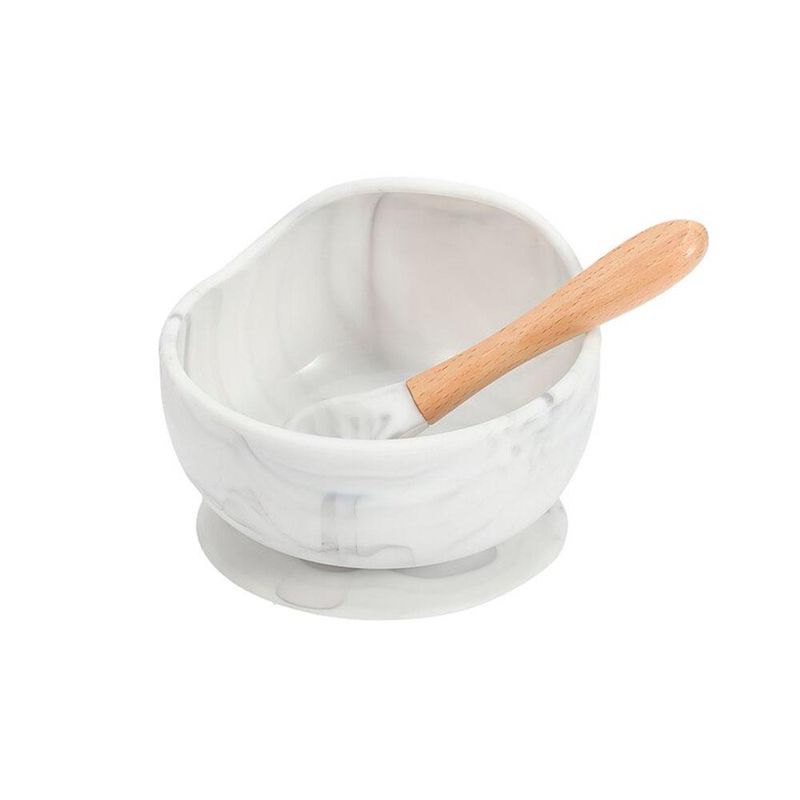 Set-de-babero-con-bolsillo---bowl-de-silicona---Blanco-Marmol