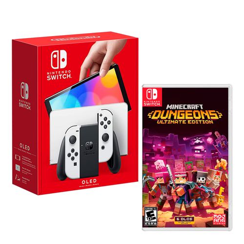 Consola Nintendo Switch Modelo Oled Blanco + Minecraft Dungeons Ultimate