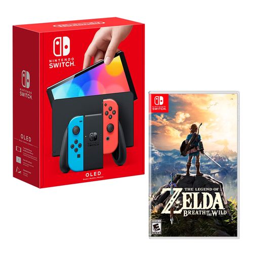 Consola Nintendo Switch Modelo Oled Neon + Zelda Breath of the Wild