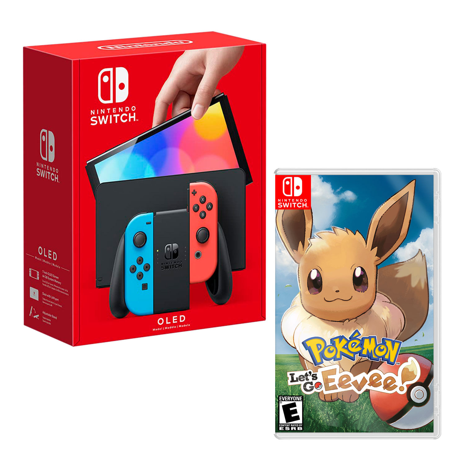 Consola Nintendo Switch Modelo Oled Neon + Pokemon Lets Go Eevee