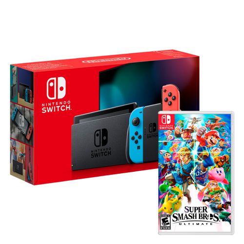 Consola Nintendo Switch Neon 2019 + Super Smash Bros