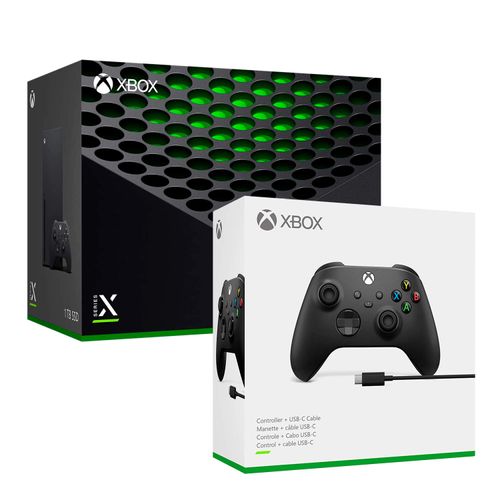 Consola Xbox Series X + Mando Negro Con Cable