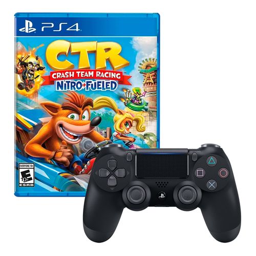 Mando Playstation 4 Dualshock Negro + Crash Team Racing