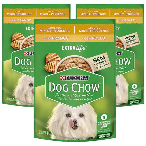 Pack DOG CHOW Adultos Razas Pequeñas Buffet de Pollo 100g x3un