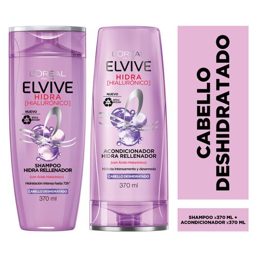 Pack ELVIVE Ácido Hialurónico Shampoo Frasco 370ml + Acondicionador Frasco 370ml