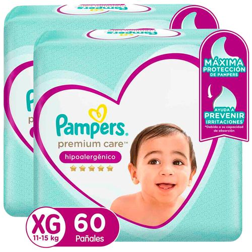 Pack Pañales para bebé PAMPERS Premium Care Talla XG Paquete 120un